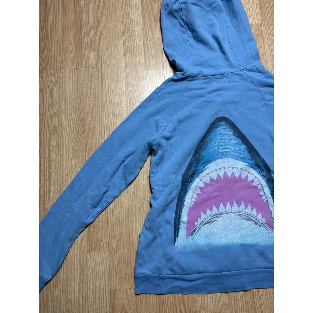 Lauren Moshi Blue Surfs Up Shark Women Large Full Zip Up Hoodie Beach Summer - Picture 7 of 11